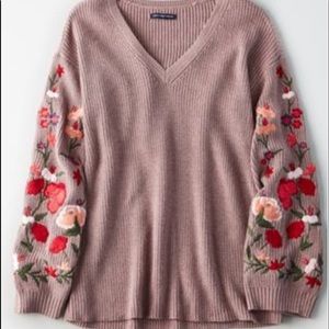 American Eagle embroidered bell sleeve sweater AE